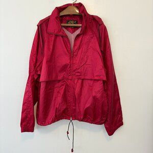 Vintage Eddie Bauer Red Nylon Full Zip Lightweight Jacket Size XL Vented